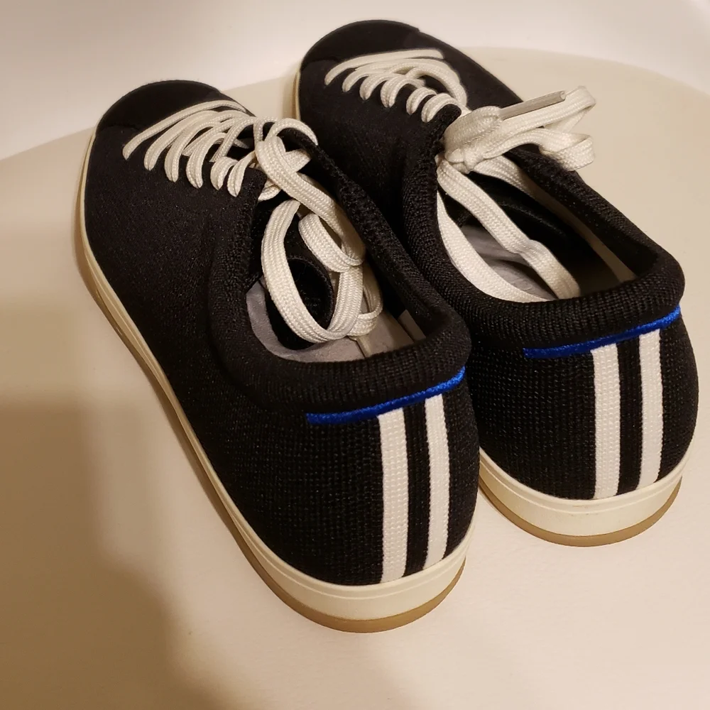Rothy's Mesh Sneakers in Black, White, & Blue - Picture 1 of 5